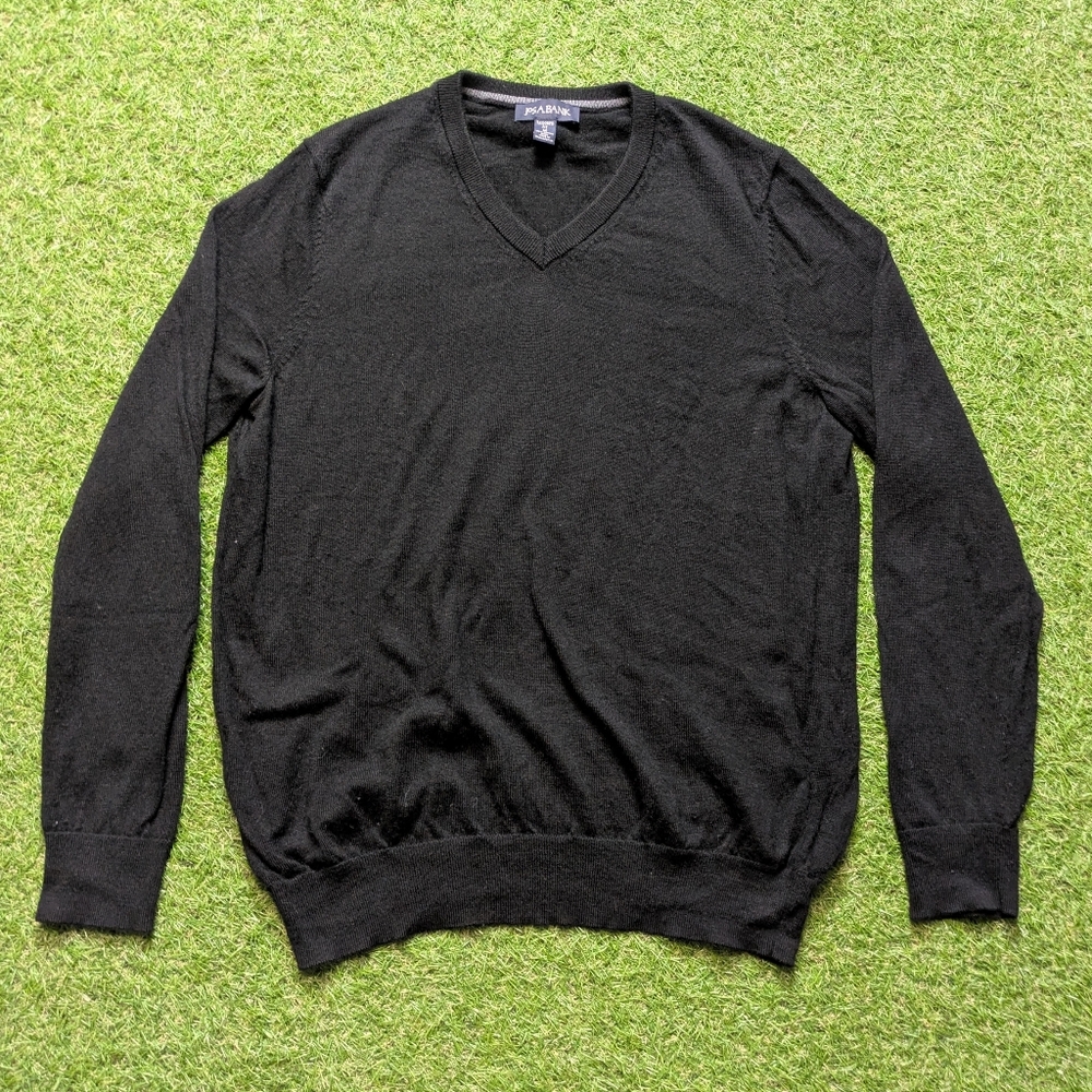 Jos. A. Bank Tailored Fit Black Merino Wool Sweater